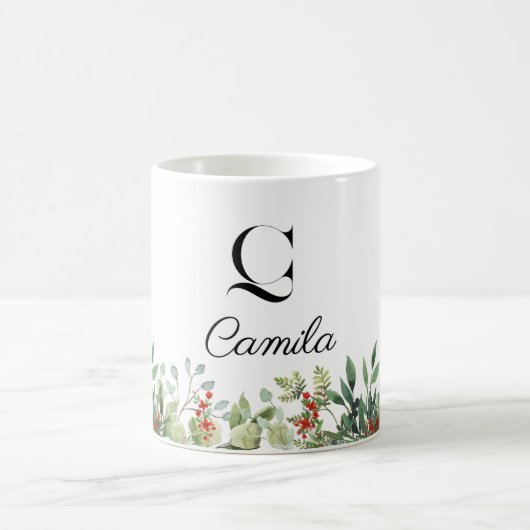 Botanische florale waterverf naam Mok (Center)