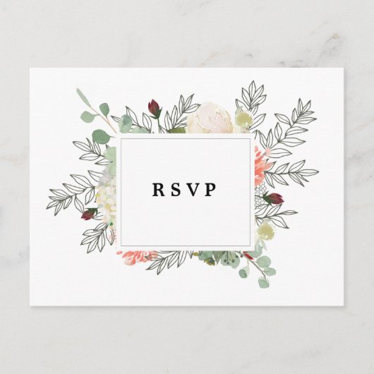 Botanische Florals RSVP briefkaart bruiloft (Voorkant)