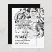  Botanische Flower Linart Wedding Invitation (Voorkant / Achterkant)