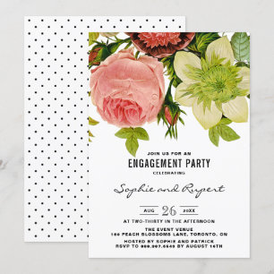 Botanische Flowers Engagement Party Kaart