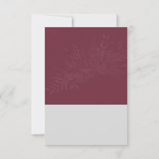 Botanische Foliage Burgundy Monogram Weddenschap R RSVP Kaartje (Achterkant)