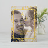 Botanische Foliage Gold Photo Weddenschap geperst Folie Uitnodiging (Staand Voorkant)