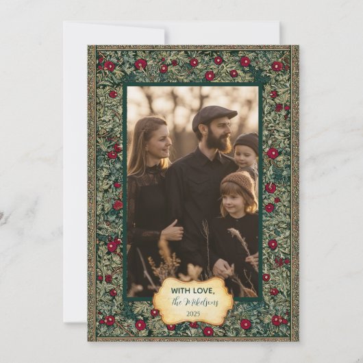  Botanische Foliage Kerstfoto Feestdagenkaart (Voorkant)
