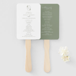 Botanische Foliage Monogram Weddenschap Programma Handwaaier