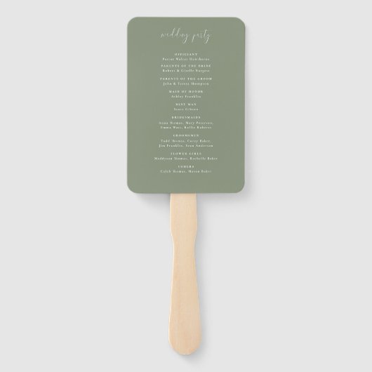 Botanische Foliage Monogram Weddenschap Programma Handwaaier (Achterkant)