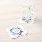 Botanische Foliage Script Navy Blue Save the Date Kartonnen Onderzetters (Insitu)