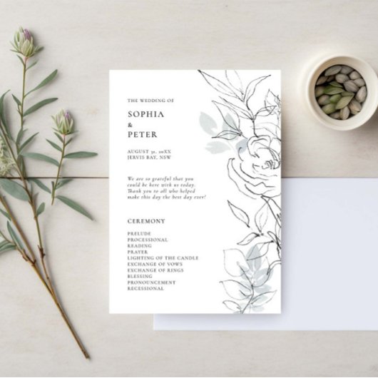 Botanische Foliage Sketch Ceremony Program