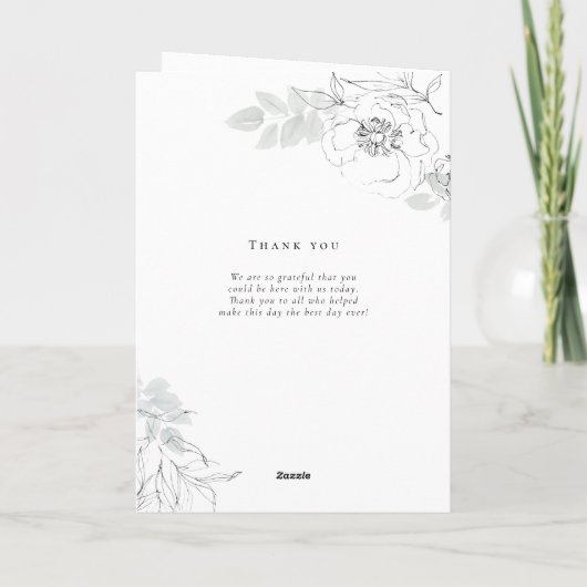 Botanische Foliage Sketch Folded Ceremony Program Bedankkaart (Achterkant)