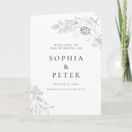 Botanische Foliage Sketch Folded Ceremony Program Bedankkaart