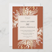 Botanische Foliage Terracotta Cream Wedding Kaart (Voorkant)