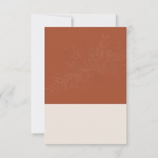 Botanische Foliage Terracotta Monogram Weddenschap RSVP Kaartje (Achterkant)