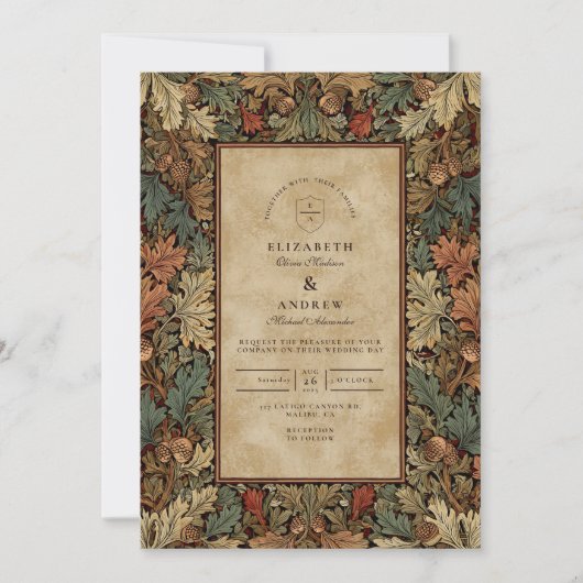  Botanische Foliage Wedding Kaart (Voorkant)