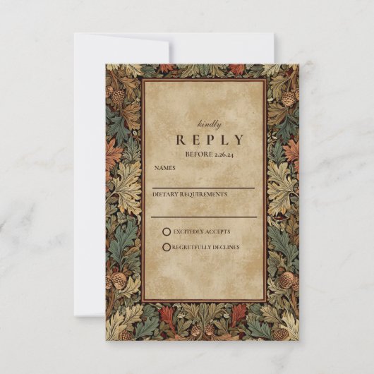  Botanische Foliage Wedding RSVP Kaartje (Voorkant)