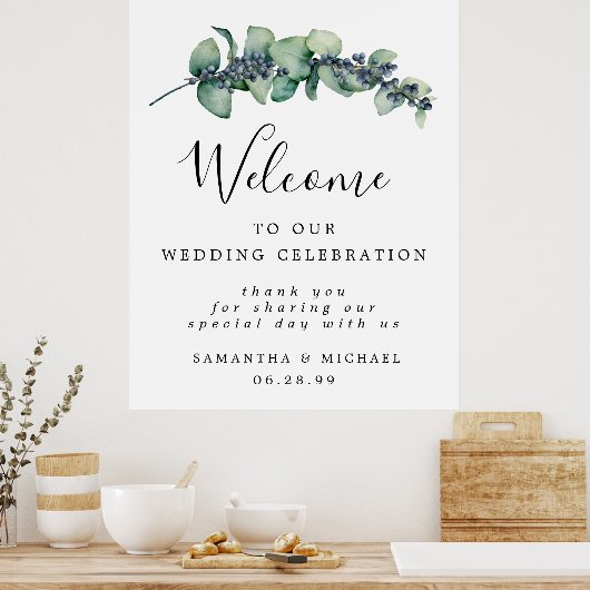 Botanische Foliage Welkom bij ons trouwbord Poster (Keuken)