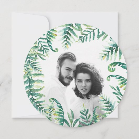 Botanische foliefoto waarop de datum wordt opgesla save the date (Achterkant)