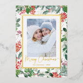 Botanische foto-folie kerstkaart folie feestdagenkaart (Voorkant)