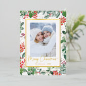 Botanische foto-folie kerstkaart folie feestdagenkaart (Staand Voorkant)