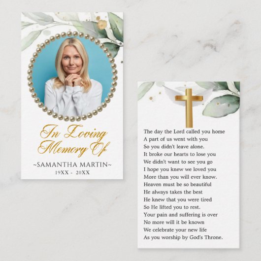 Botanische foto Funeral Prayer Kaart Visitekaartje (Voorkant / Achterkant)