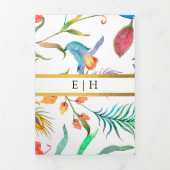 Botanische foto Peacock Indie Garden Weddenschap Drieluik Kaart (Cover)