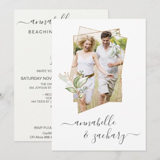 *~* Botanische FOTO + RSVP + QR AR6 Weddenschap In Kaart (Voorkant / Achterkant)