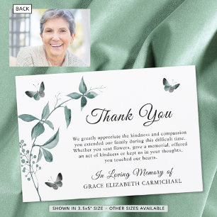 Botanische foto van begrafenis Memorial Butterfly Bedankkaart