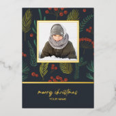 Botanische foto van Elegant Kerstwinter Greenery Folie Feestdagenkaart (Voorkant)