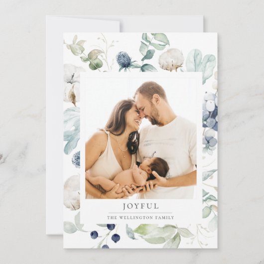 Botanische foto van Joyful Arctic Winter Feestdagenkaart (Voorkant)