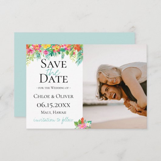 Botanische foto van Tropisch eiland, sparen de dat Aankondiging (Voorkant / Achterkant)