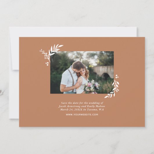 Botanische fotobedekking sparen de datum save the date (Achterkant)