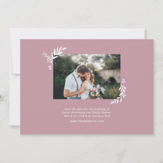 Botanische fotobedekking sparen de datum save the date (Achterkant)