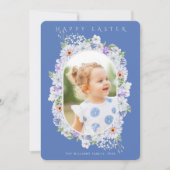 Botanische fotokaart met Floral-paasfoto Feestdagenkaart (Voorkant)