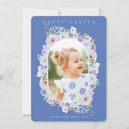 Botanische fotokaart met Floral-paasfoto Feestdagenkaart (Voorkant)