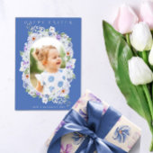 Botanische fotokaart met Floral-paasfoto Feestdagenkaart