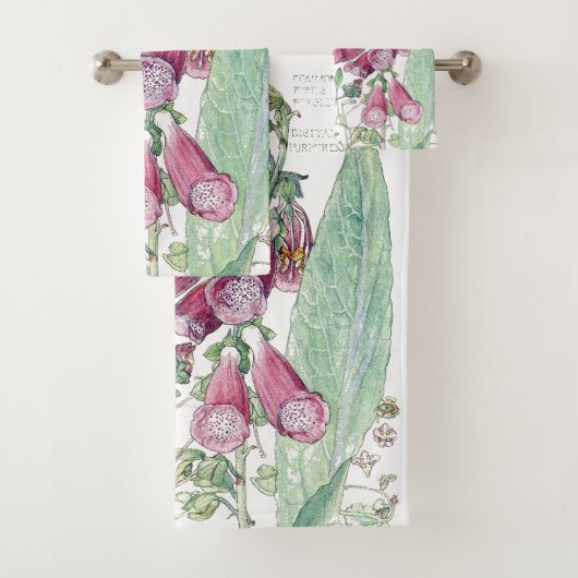 Botanische Foxglove Flowers Bath Towels Bad Handdoek (Insitu)