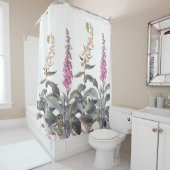  botanische Foxglove Flowers Floral Douchegordijn (In situ)