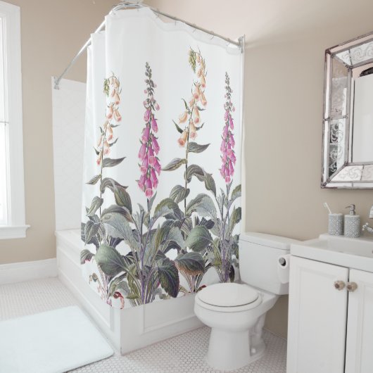  botanische Foxglove Flowers Floral Douchegordijn (In situ)
