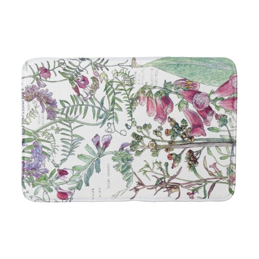 Botanische Foxglove Wildflower Bath Mat (Voorkant)