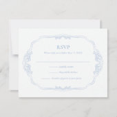 Botanische Franse Blauwe Bruiloft RSVP Kaartje (Voorkant)