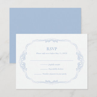 Botanische Franse Blauwe Bruiloft RSVP Kaartje