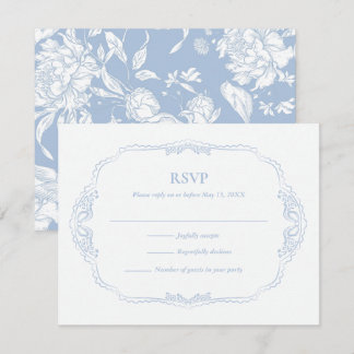 Botanische Franse Blauwe Bruiloft RSVP Kaartje