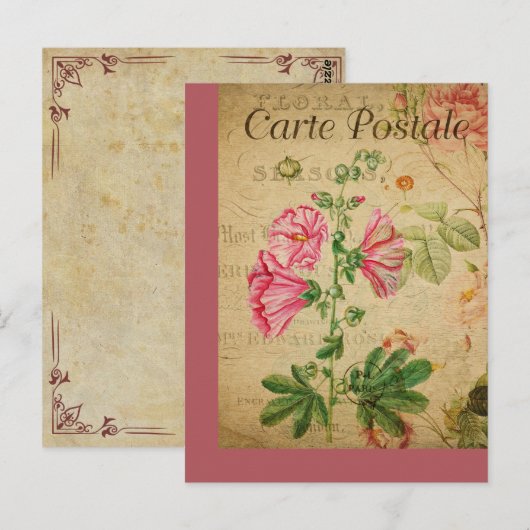  botanische Franse Floral Post Kaart (Voorkant / Achterkant)