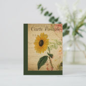  Botanische Franse Post Kaart Zonnebloem (Staand voorkant)