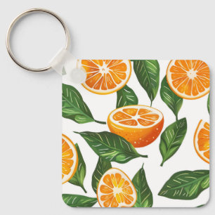 Botanische Fruit Sinaasappel Naadloos Sleutelhanger