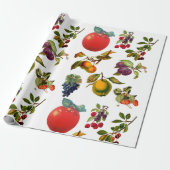  Botanische Fruitappels Peren Druiven Kunst Cadeaupapier (Uitgerold)