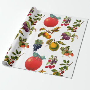  Botanische Fruitappels Peren Druiven Kunst Cadeaupapier