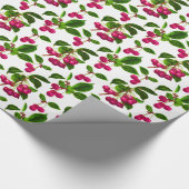botanische Fuchsia roze kersen afdrukken Cadeaupapier (Hoek)