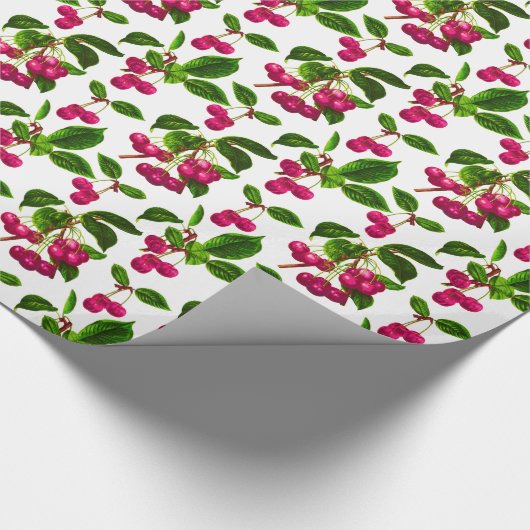 botanische Fuchsia roze kersen afdrukken Cadeaupapier (Hoek)