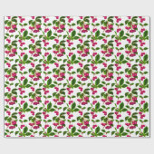 botanische Fuchsia roze kersen afdrukken Cadeaupapier (Vlak)