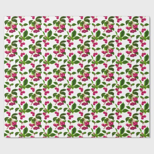  botanische Fuchsia roze kersen afdrukken Cadeaupapier (Vlak)