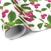 botanische Fuchsia roze kersen afdrukken Cadeaupapier (Rol Hoek)